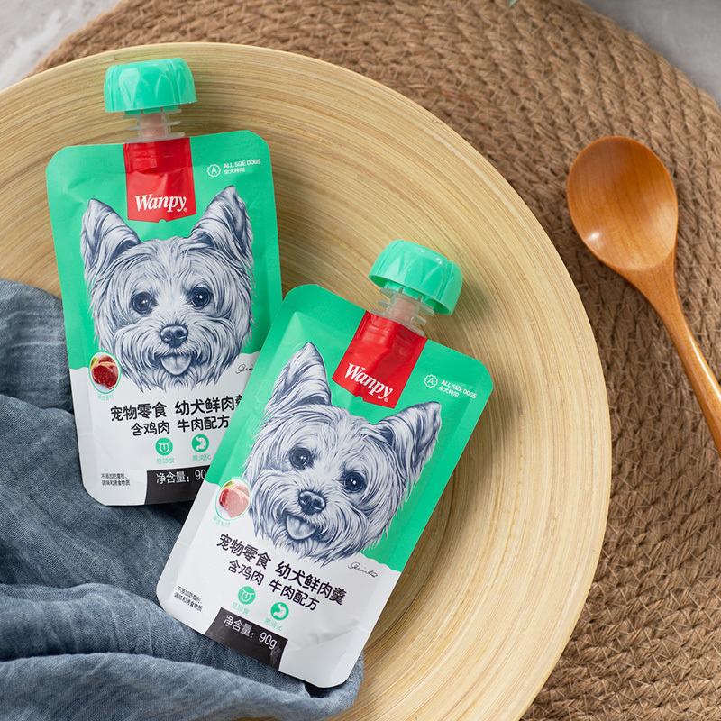 顽皮Wanpy宠物零食幼犬用鲜肉羹含鸡肉+牛肉配方90g