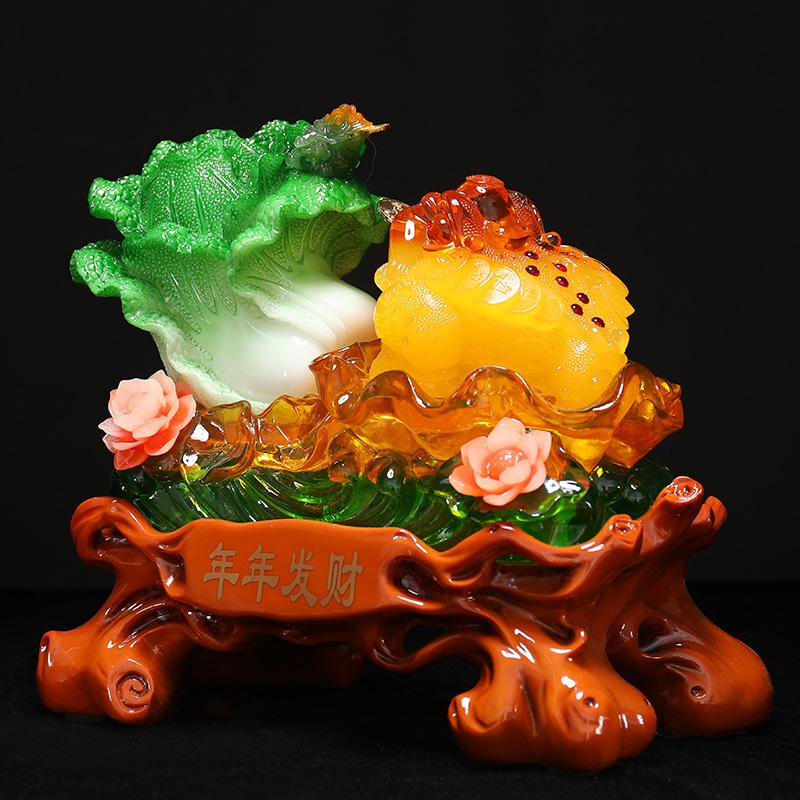美帮汇金蟾摆件白菜工艺品创意家居客厅酒柜装饰品乔迁新居礼品高清大图