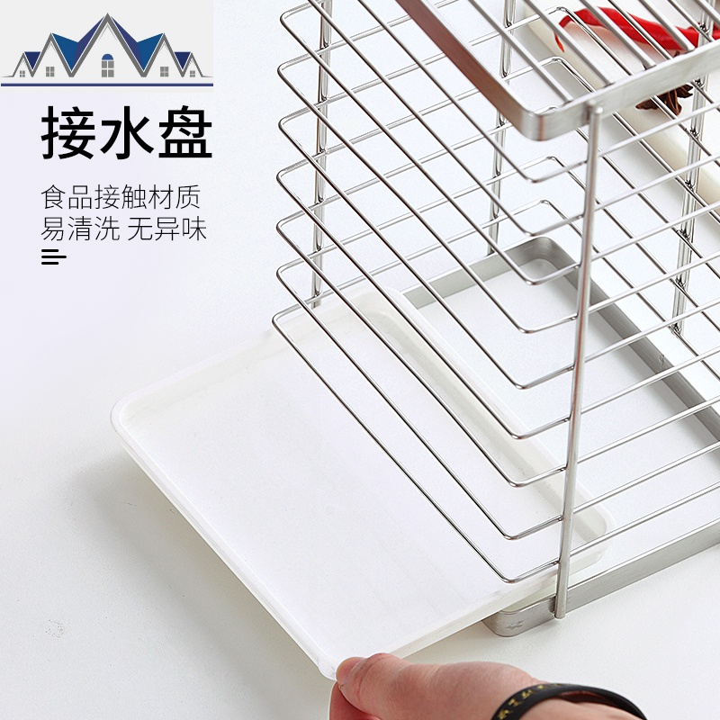 304不锈钢刀架厨房用品多功能收纳架免打孔刀具置物架落地菜刀座 三维工匠高清大图
