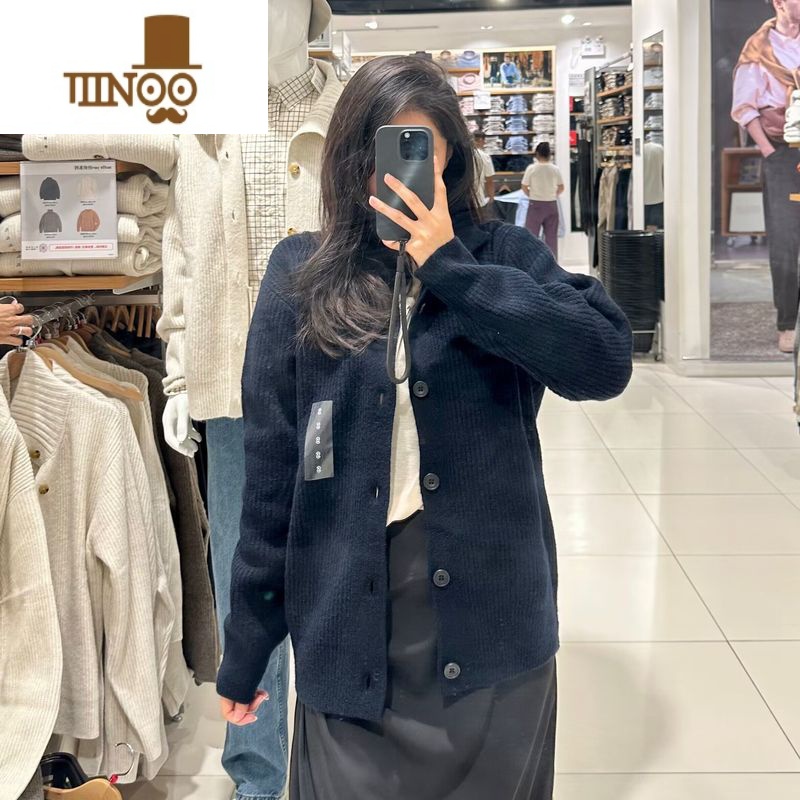 YANXU男装 女装 针织开衫长袖毛衣毛线翻领宽松外套K/438794高清大图