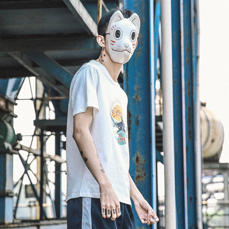 东京衣柜夏季新款日系卡通撞色印花休闲T恤男潮流学生韩版短袖tee