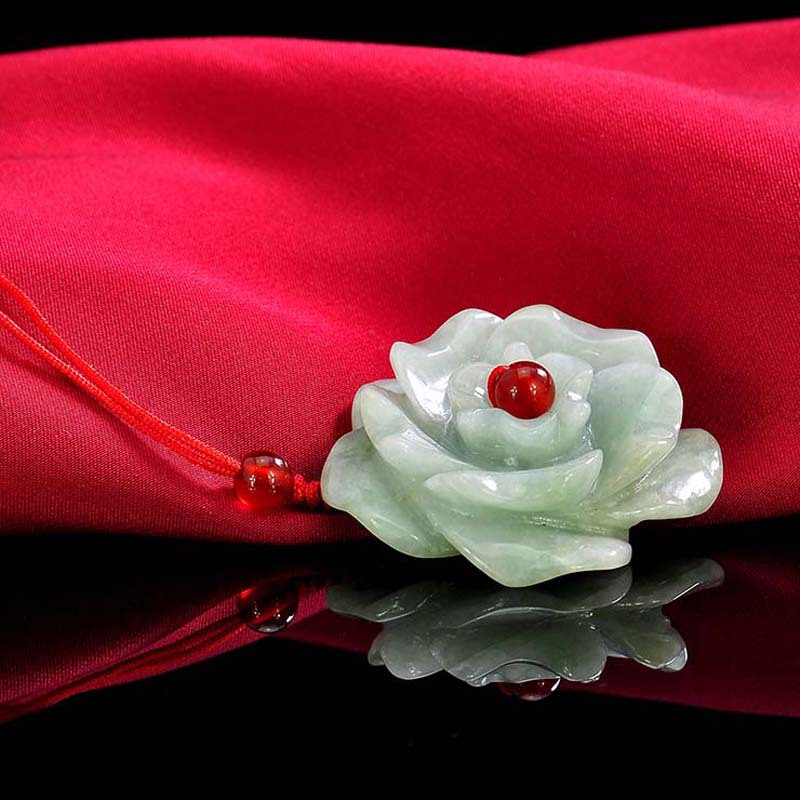 梦克拉翡翠玫瑰花吊坠娇艳玫瑰翡翠花朵项坠