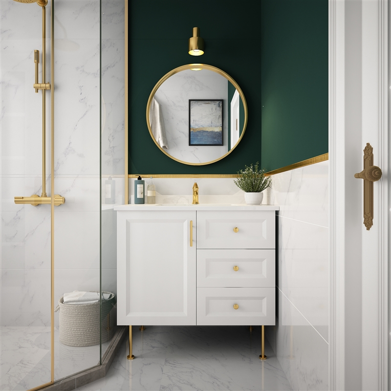 墨绿色浴室柜手逗组合落地轻奢现代卫生间洗漱台盆洗脸手盆柜组合