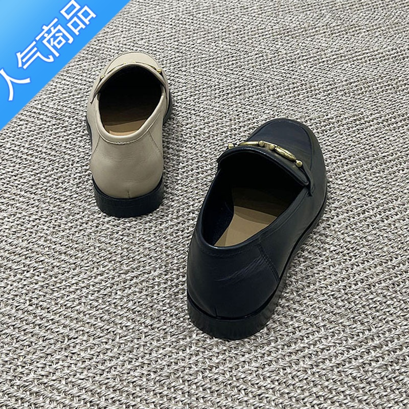 SUNTEK欧货乐福鞋女2023春季新款英伦风工作平底小皮鞋通勤软底单鞋