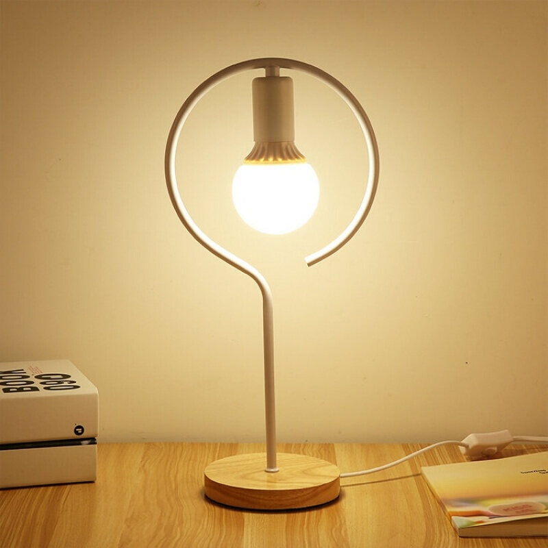 创意led台灯卧室床头灯简约现代时尚书房个性暖光温馨小台灯圆形配7w