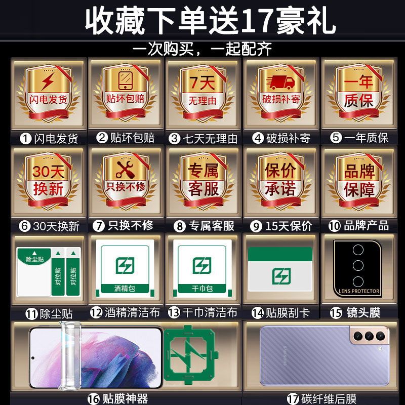 三星S21防窥钢化水凝膜S20/S10E手机Note20/10+ultra防偷窥全包膜 全透水凝膜[高清版]17礼*3片