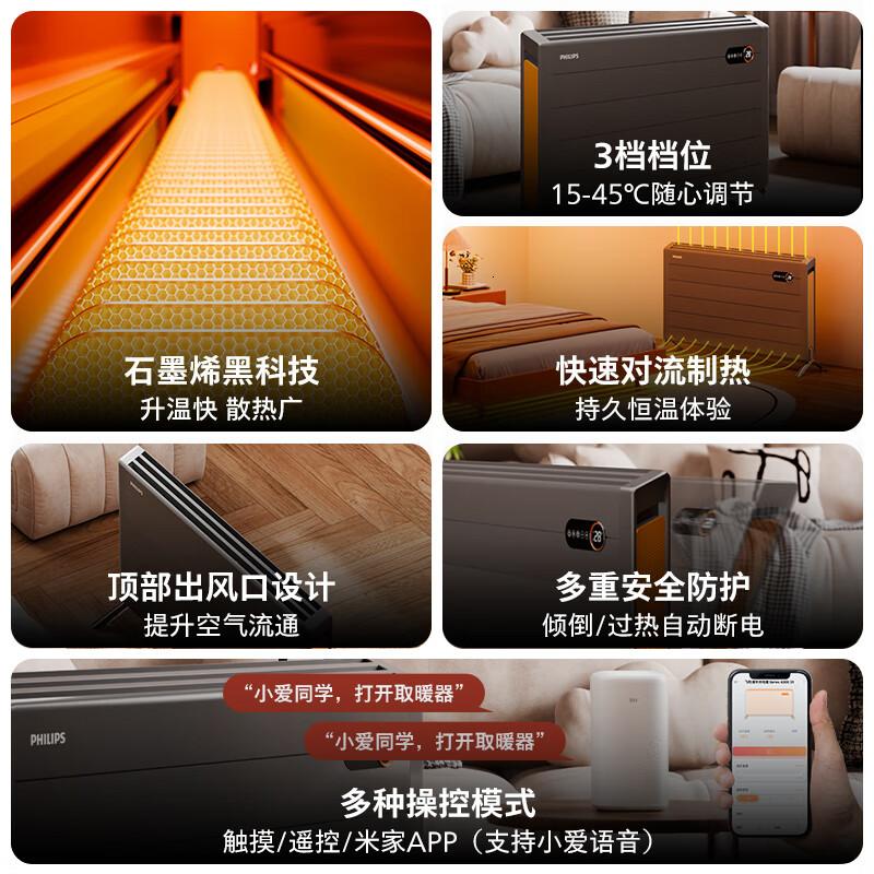 飞利浦(PHILIPS)石墨烯取暖器家用欧式快热炉电暖器电暖气片智能恒温全屋对流居浴两用APP遥控烤火炉 AHR4246高清大图