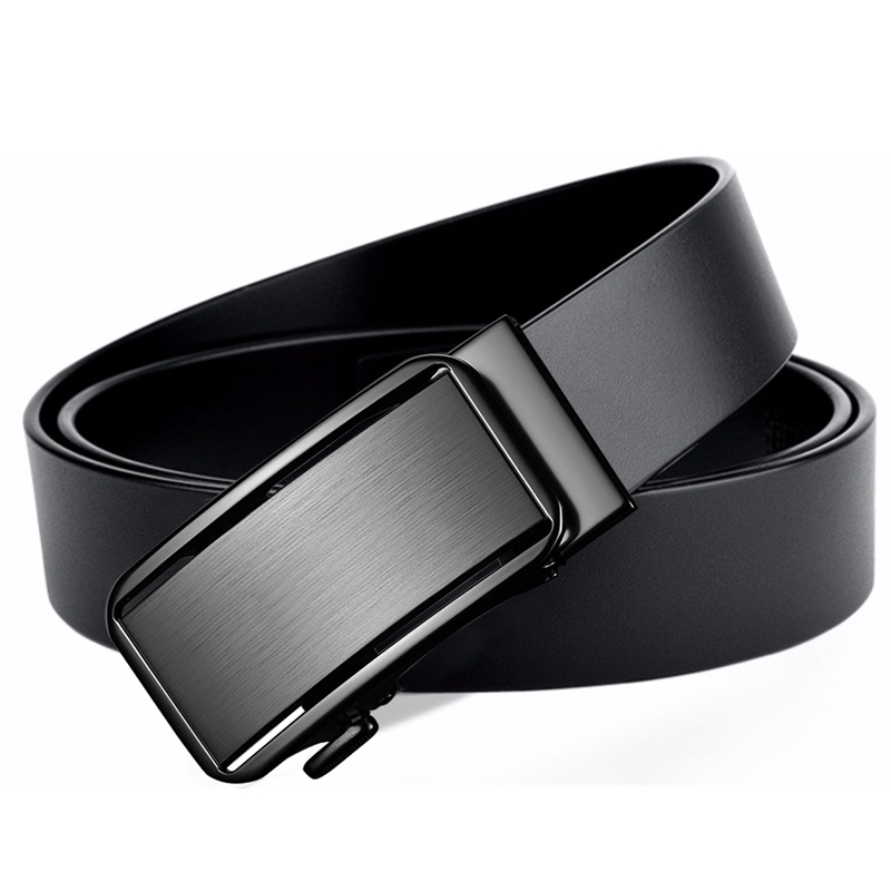 苏宁宜品头层牛皮腰带男自动扣休闲商务真皮皮带无夹层男中青年简约裤带男FG-31高清大图