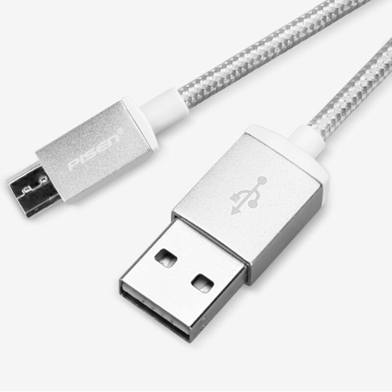品胜 PISEN 数据线MicroUSB接口双面安卓数据充电尼龙线 1.5M 银灰色