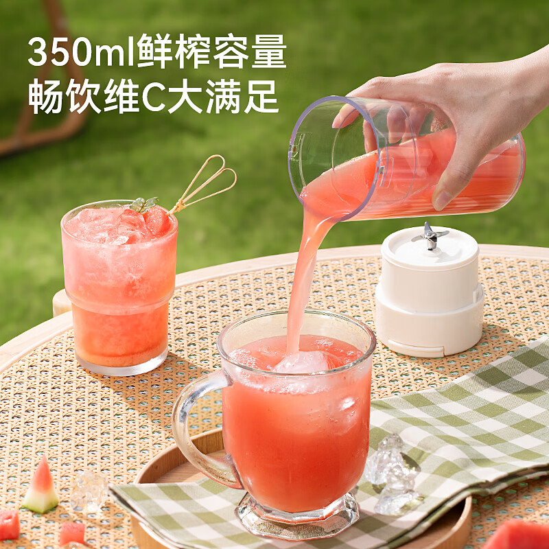 LOTOR榨汁机榨汁杯小型便携式水果果汁机无线果蔬果汁杯电动炸机汁家用沙冰机一机多用桶 350ML白色高清大图