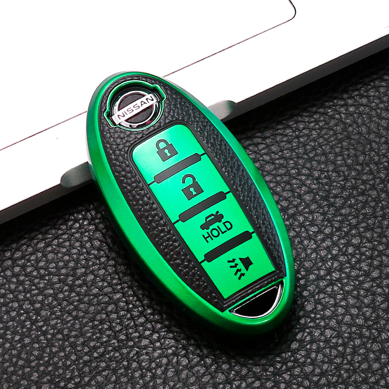 【补贴10%】东风日产汽车钥匙套14代经典轩逸蓝鸟尼桑包扣壳天籁奇骏逍客劲客 日产D款/升级皮纹【极光绿】单壳