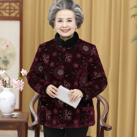 中老年人冬装棉衣女70-80岁加绒厚外套奶奶装保暖棉袄老太太