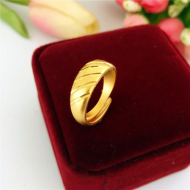 新款沙金戒指男女镀厚金满天星流星雨情侣结婚戒首饰仿金久不掉色