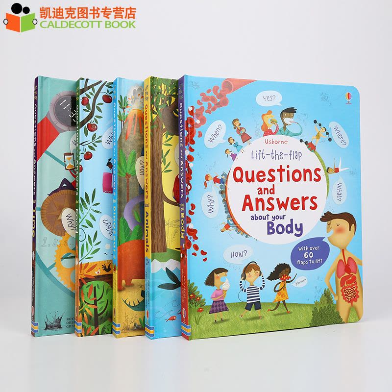 Usborne惊奇翻翻问答科普集Lift-the-Flap Questions and Answers 5册大