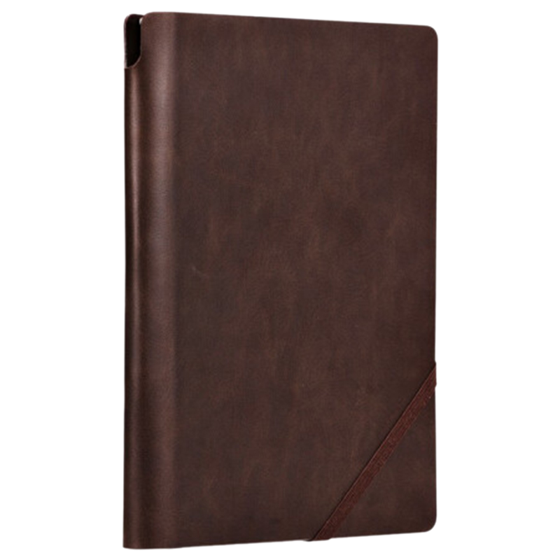 得力22259厚商务笔记本子文具 斜绑带复古皮面本记事本办公用品 25K120张棕色