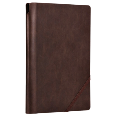 得力22259厚商务笔记本子文具 斜绑带复古皮面本记事本办公用品 25K120张棕色