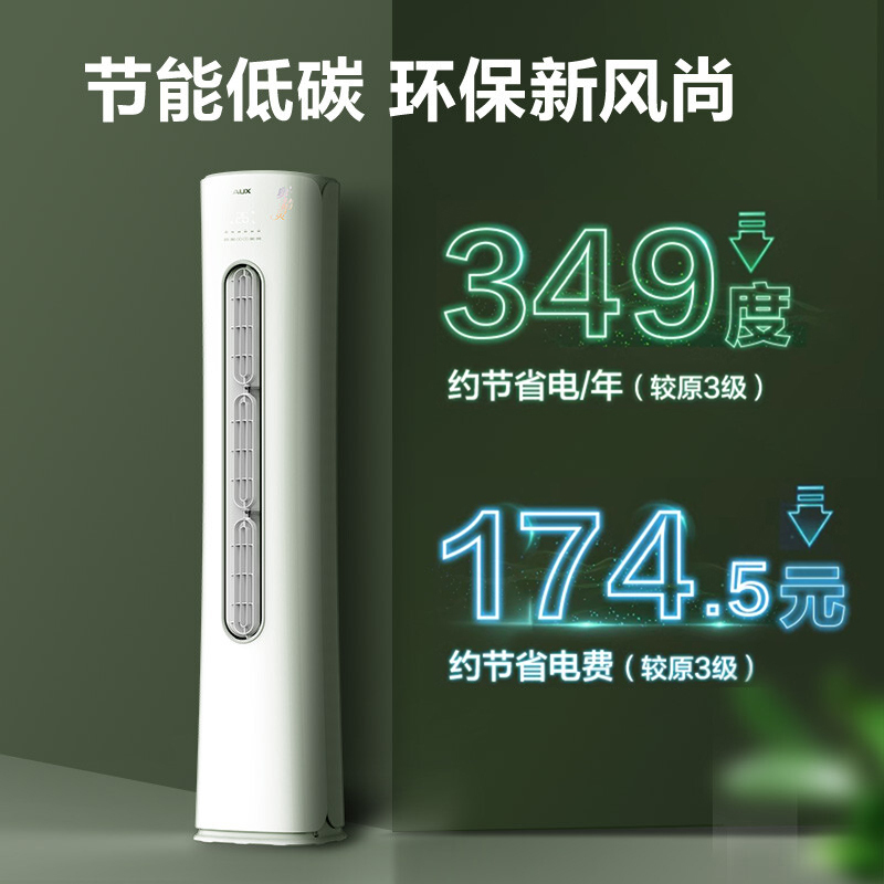 奥克斯 AUX 3匹立柜变频空调 KFR-72LW/BpR3CPA1 新3级能效冷暖舒适白色约27-42㎡高清大图