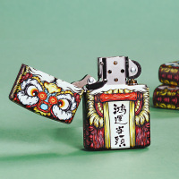 zippo打火机正品礼物美国原装进口哑漆彩印东来也国潮国风鸿运当头进宝福气冲天个性时尚 铜 混色 炫彩彩绘