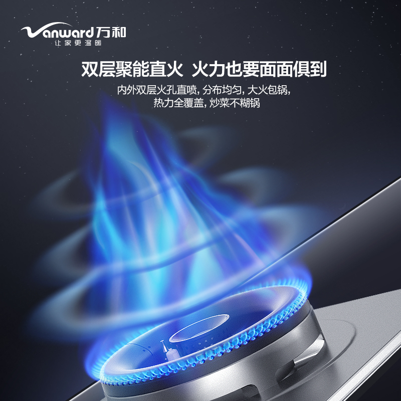 万和(Vanward) 天然气燃气灶 JZT-Q1L03Q 5.0kW大火力双眼灶 钢化玻璃台嵌两用一级能效 嵌入式台式
