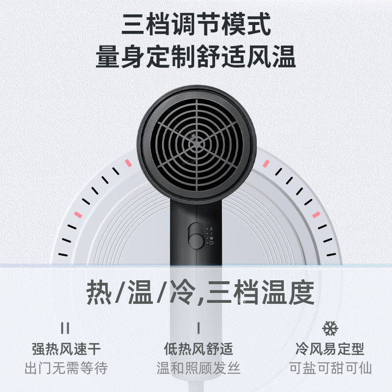 飞科电吹风机家用大功率负离子护发折叠大风速干静音吹风筒 FH6297_1800W_大风力高清大图