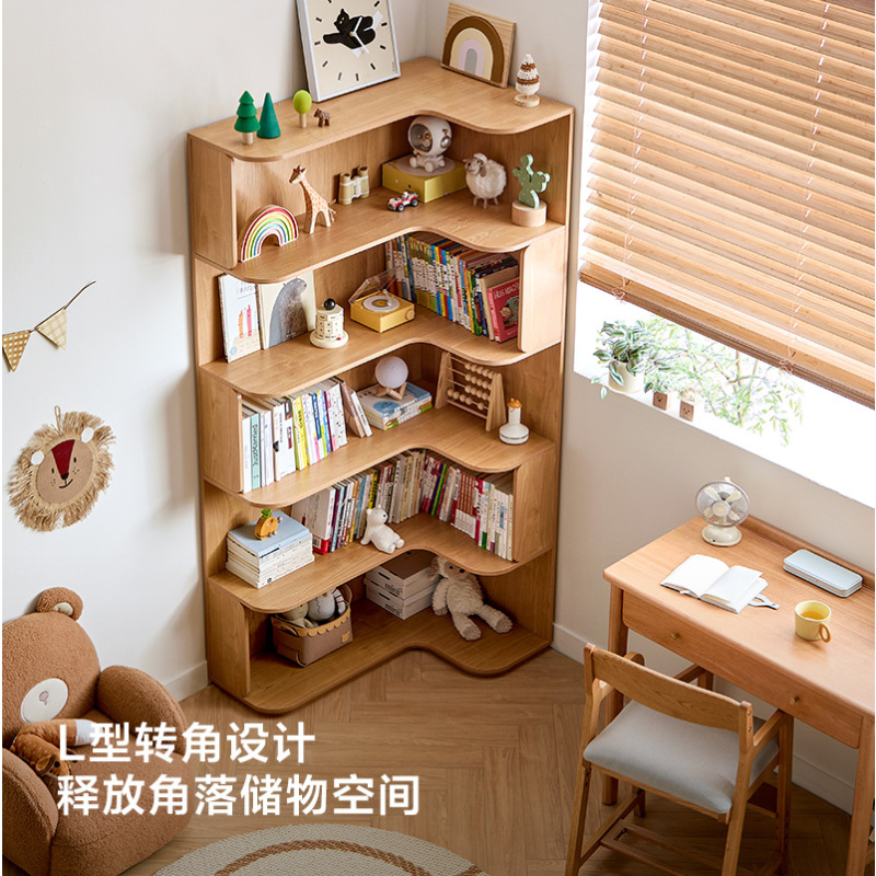 林氏家居北欧儿童书柜落地靠墙客厅转角立柜置物柜一体kn6x