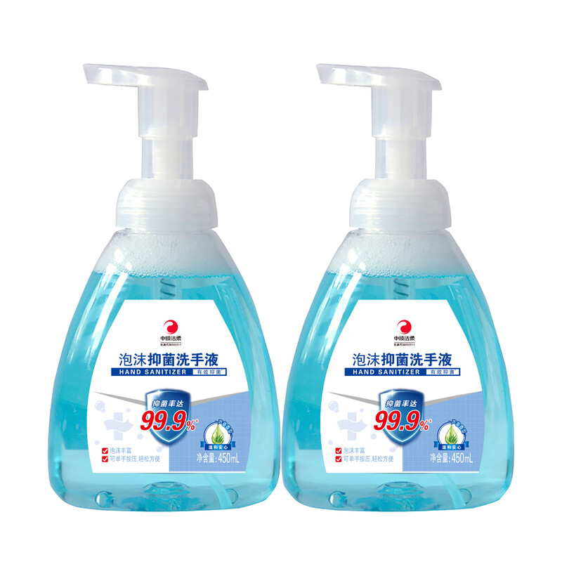 洁柔 家庭温和泡沫抑菌99.9%洗手液手感绵密450ml瓶 1瓶CY450-01高清大图
