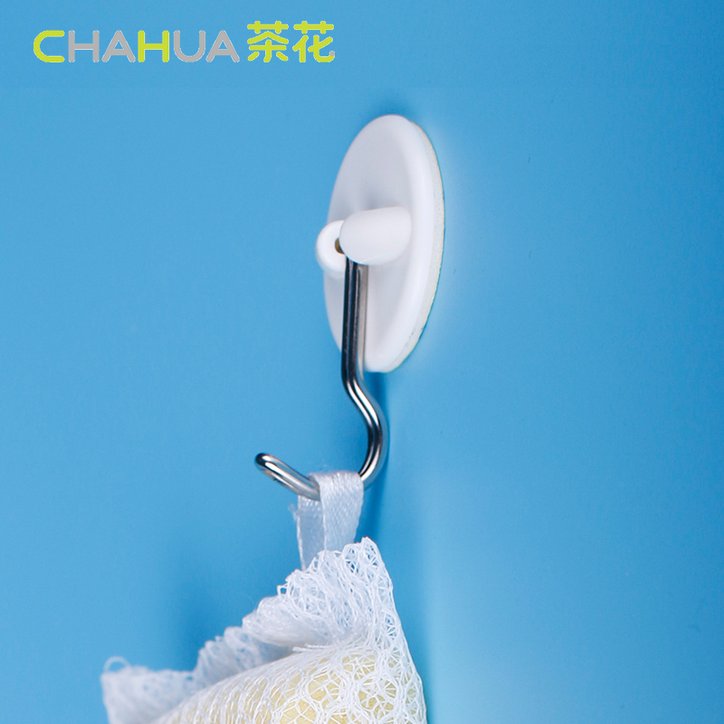 茶花(CHAHUA)粘钩正品2913粘胶创意可爱塑料钩强力承重厨房挂钩(1X4)