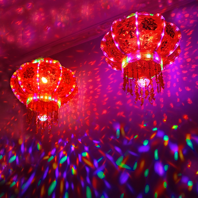 新年七彩旋转走马灯一对阳台大门口古达挂红灯笼吊灯春节装饰