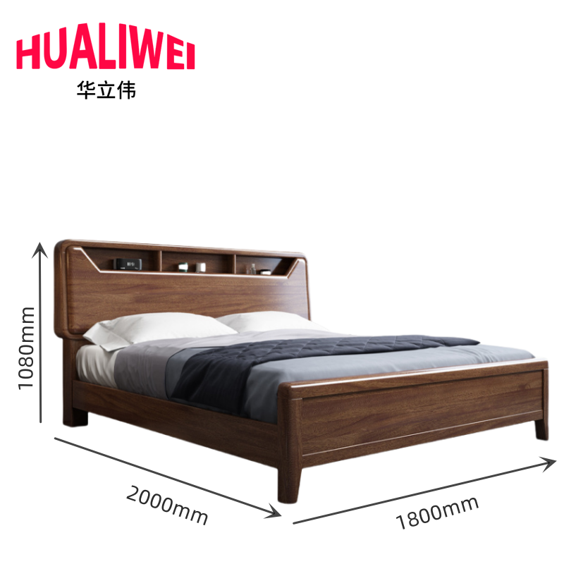 华立伟木质床200*220*108cm张高清大图
