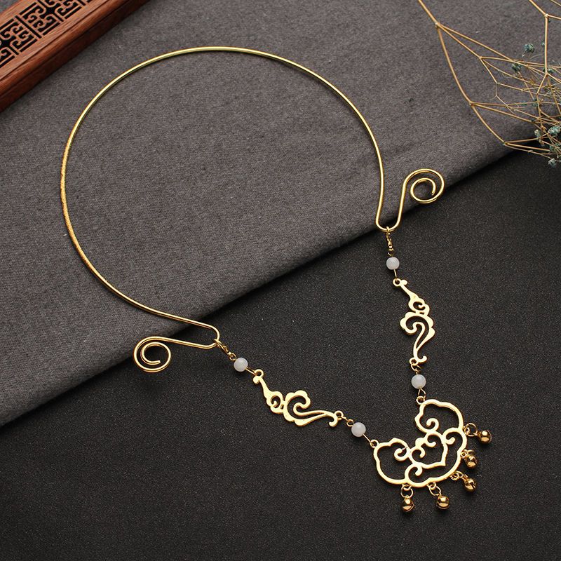 简约项圈镂空长命锁饰品古装配饰祥云锁璎珞轻古风项链颈饰女>800_800