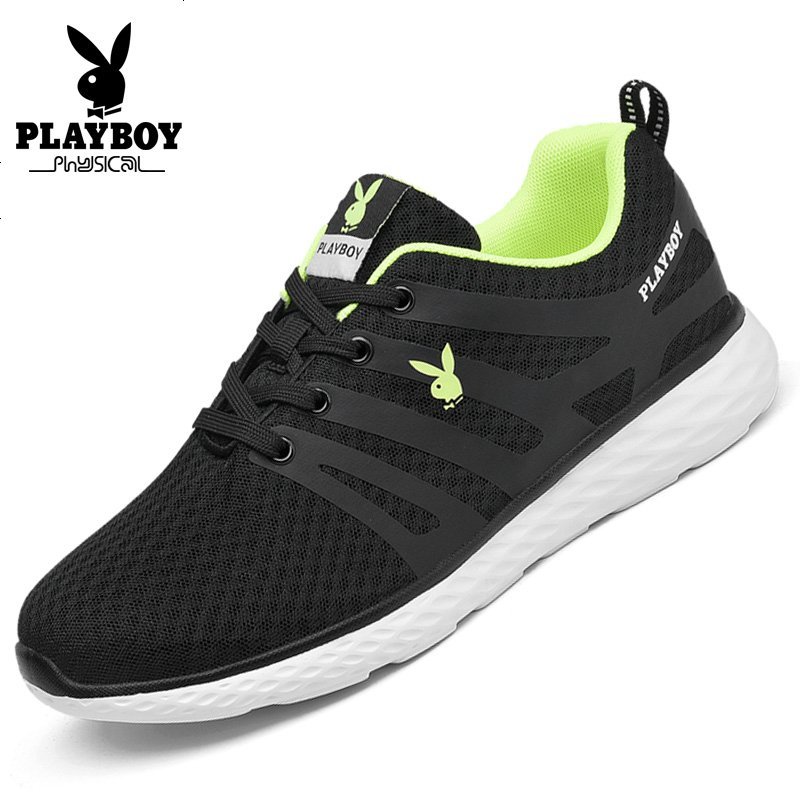 花花公子男鞋子春季新款透气学生网面运动休闲鞋低帮潮流黑色网鞋