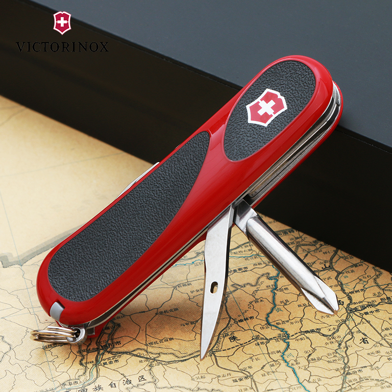 维氏(Victorinox)瑞士军刀 德莱蒙系列新生代2.4803.C红黑防滑握柄 户外军刀