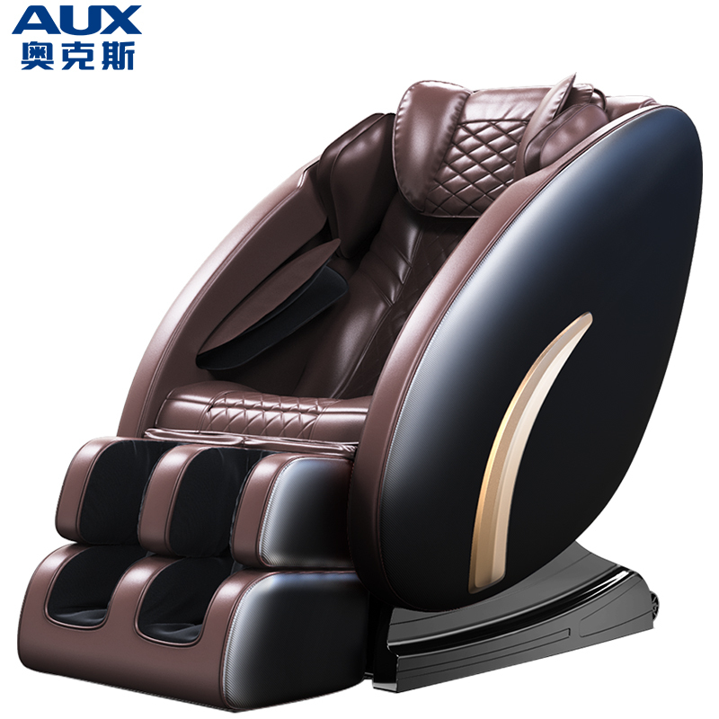 AUX/奥克斯豪华智能按摩椅X10F家用全身全自动太空豪华舱小型多功能电动沙发深V零重力颈椎肩腰揉捏按摩器 黑棕色