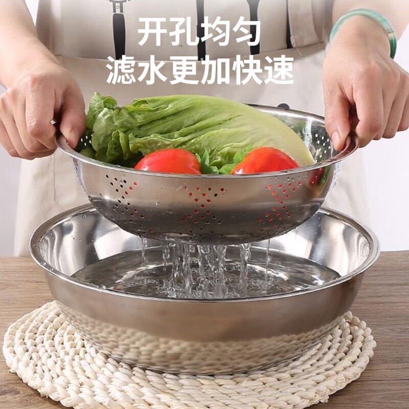 栢士德 不锈钢三件套沥水盆+果蔬盆+多用盆套装 BST-027高清大图