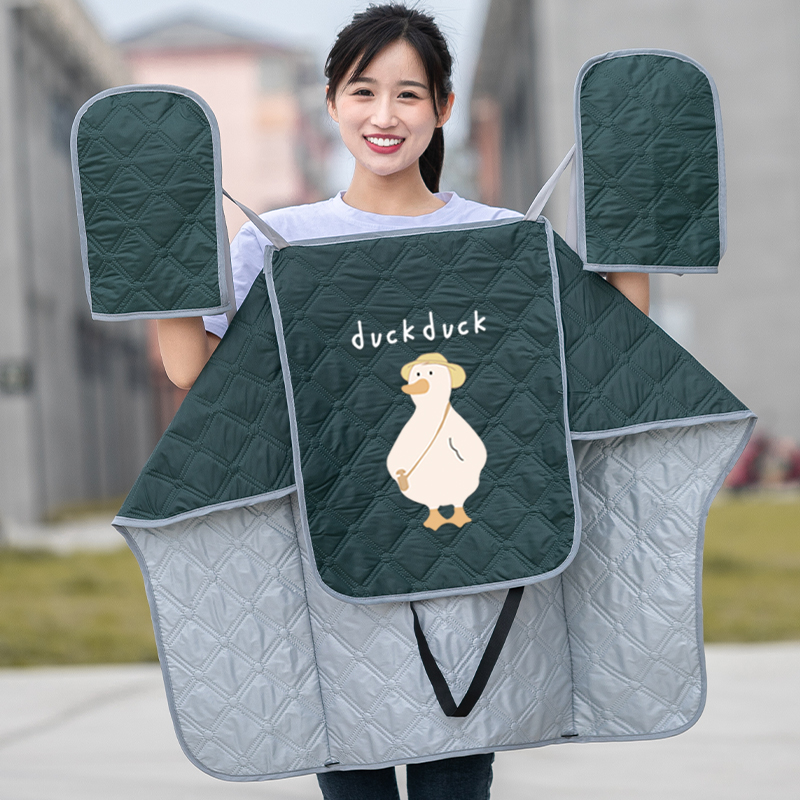 【补贴10%】分体电动车挡风被夏季防晒遮阳罩防水电车电瓶摩托防风夏天薄款 分体+护手背包鹅-墨绿_特型款