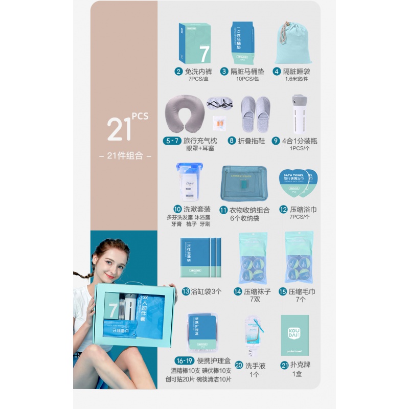 美帮汇口袋旅行洗护套装洗漱包一次性用品礼盒袜子内裤组合旅行高清大图