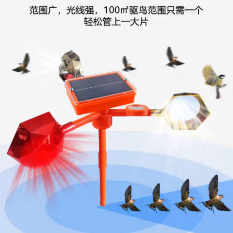 芸晗吓鸟神器驱鸟器合金反光镜片可调音量+彩色多棱直杆高清大图