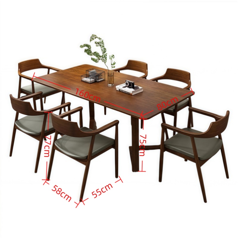 悦兴诚实木餐桌一桌六椅套高清大图