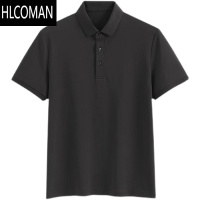HLCOMAN库迪咖啡同款黑色工作服奶茶店工作服短袖polo衫男工衣定制印log同 3XL 黑色纯色