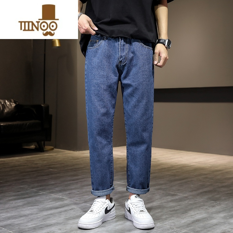 yanxu男士牛仔裤直筒宽松韩版潮流阔腿休闲工装长裤子男款修身百搭
