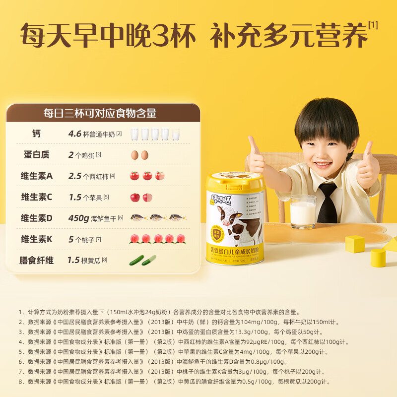 认养一头牛 乳铁蛋白儿童成长奶粉 700g*1罐高清大图