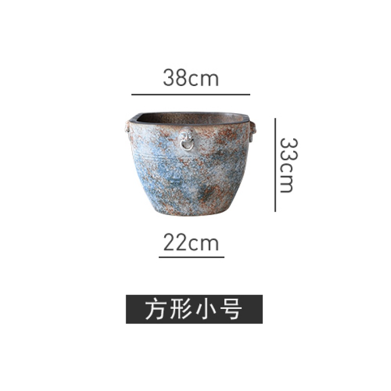 景德镇陶瓷鱼缸特大养鱼盆乌龟睡莲花盆缸荷花盆庭院造景水缸摆件收纳袋 三维工匠 方形中号_36
