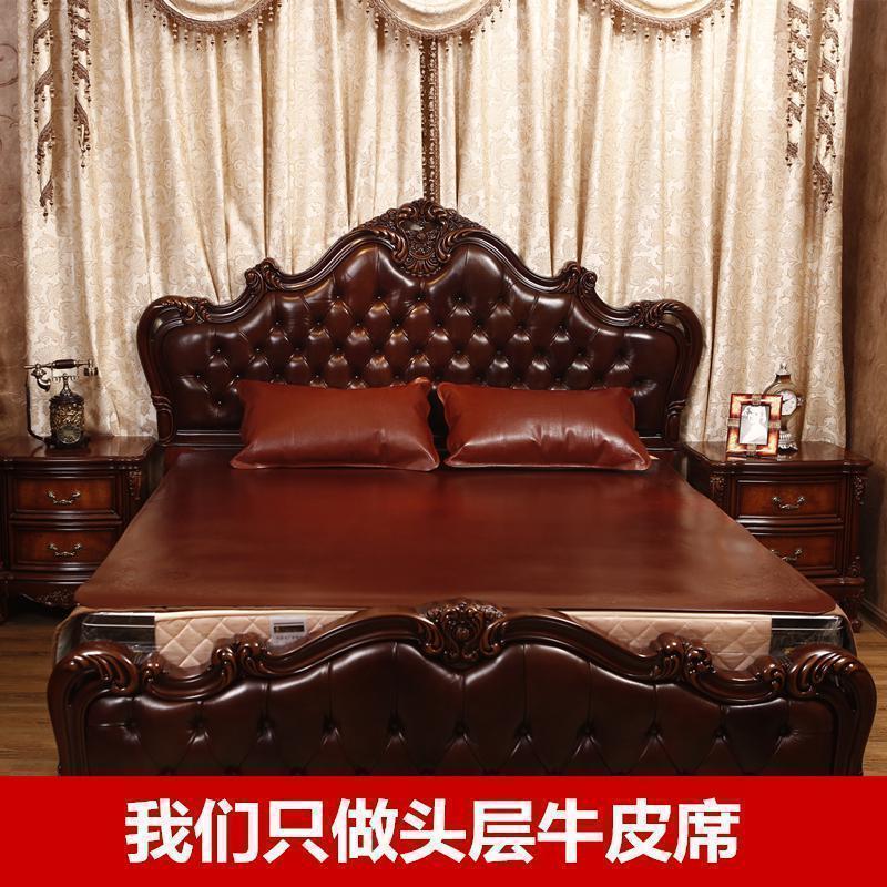 美帮汇牛皮席1.8米1.5m床三件套加厚软硬席子1.2头层水牛皮凉席高清大图