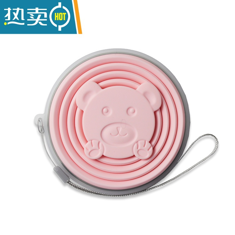 敬平硅胶可折叠水杯杯子伸缩可装沸水便携式旅行儿童压缩漱口杯 樱花粉—270ml洗漱杯