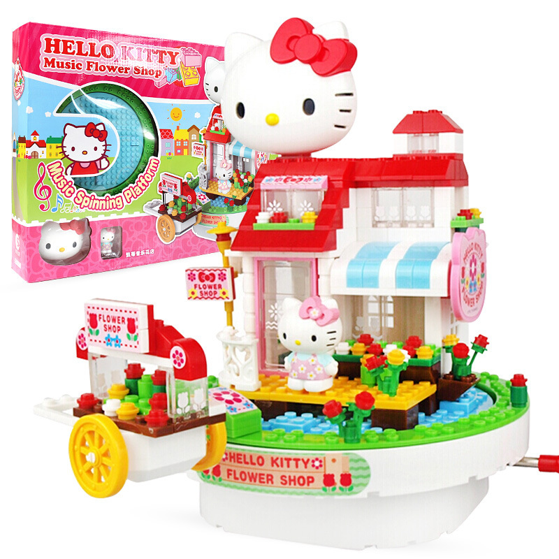 HelloKitty正版凯猫拼装乐高式积木玩具 音乐咖啡店玩具(HKL003 音乐风车餐厅)