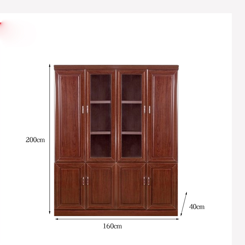 金扎特办公室文件柜木质资料柜柜子带锁油漆贴实木皮抽屉式带玻璃门 2门柜子款80*40*200高清大图