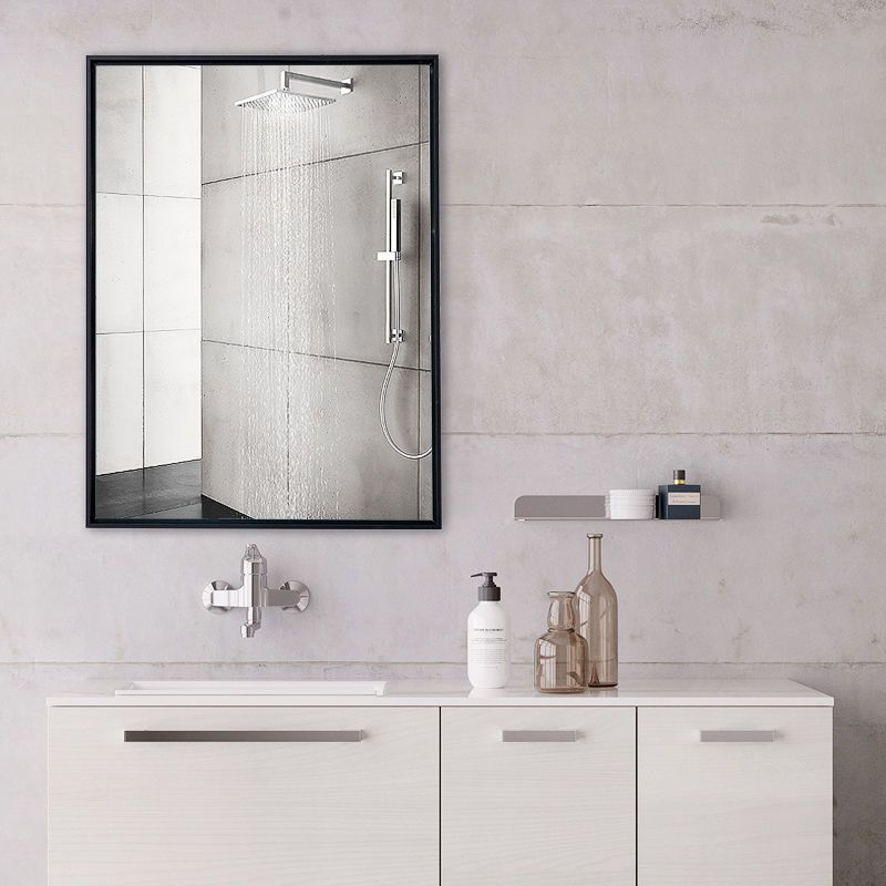 工匠时光现代简约铝合金框浴室镜子贴墙卫生间化妆镜卫浴镜防爆带框