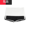 YIBUSHENG撞色弹力休闲短裤女季紧身低腰直筒裤子辣妹打底裤运动a字热I S 黑白短裤