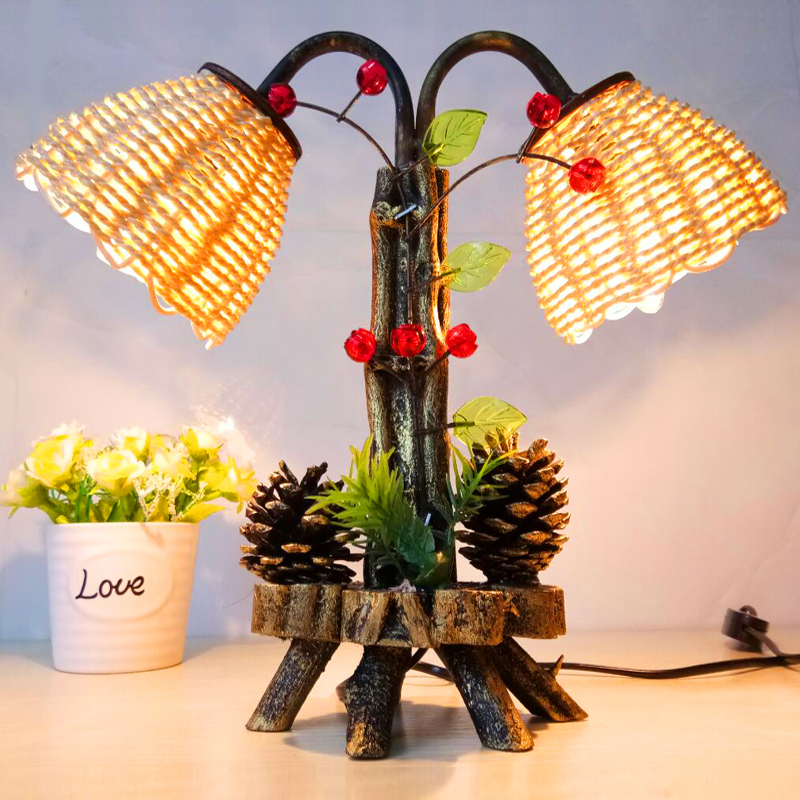 床头调光灯纯手工木质灯护眼卧室喂奶夜灯创意装饰台灯温馨小夜灯