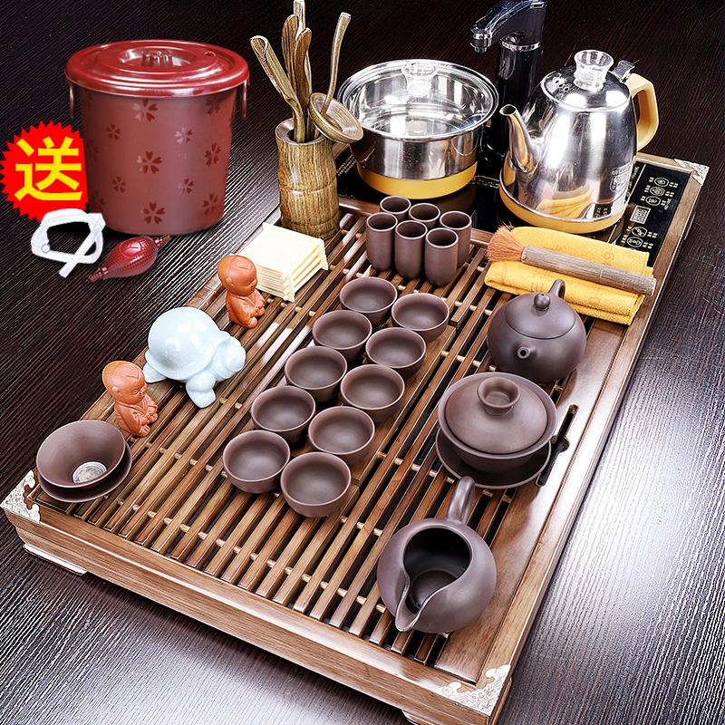 家柏饰(CORATED)家用办公紫砂功夫茶具套装实木大茶盘全自动一体茶几陶瓷茶z高清大图